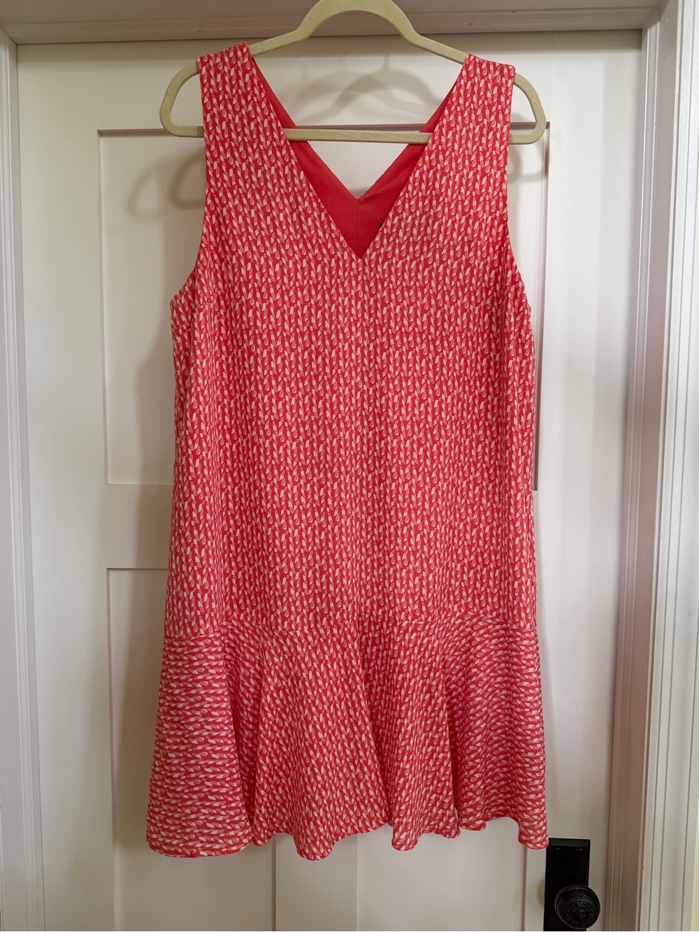 Sleeveless Orange V-Neck and back Ruffled Hem Dress